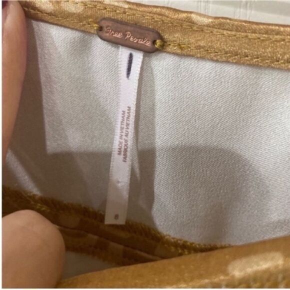 New Free People Serena Slim Maxi Skirt Gold Sun Moon Size Size 8 - Picture 3 of 6